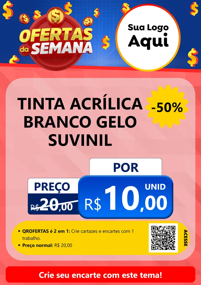 Modelo de Cartaz para Cartaz A4 Vertical com o tema Ofertas Da Semana para Tintas e Ferramentas