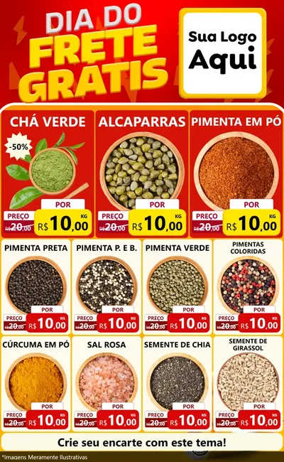 Modelo de Encarte para Encarte Grande com o tema Dia do Frete Grátis para Produtos Naturais