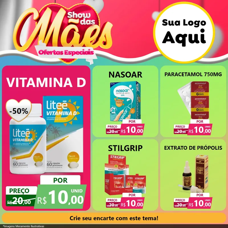 Modelo de Rede Social para Feed Facebook com o tema Show das Mães - Ofertas Especiais para Farmácia