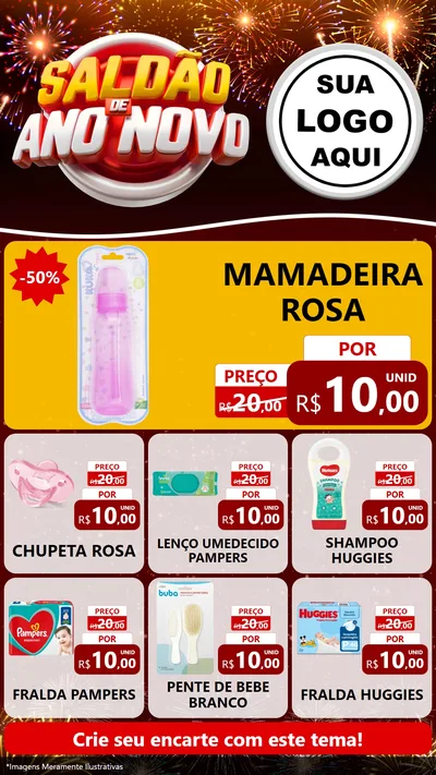 Modelo de Rede Social para Stories com o tema Saldão de Ano Novo para Bebês