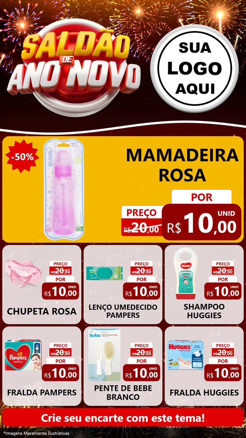 Modelo de Rede Social para Stories com o tema Saldão de Ano Novo para Bebês