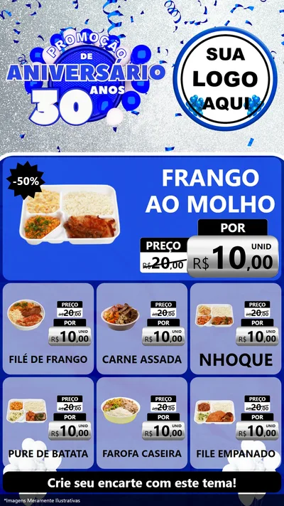Modelo de Rede Social para Stories com o tema Promoção de Aniversário - 30 Anos para Restaurante