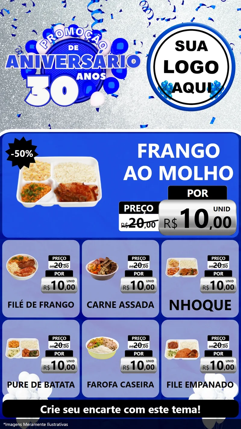 Modelo de Rede Social para Stories com o tema Promoção de Aniversário - 30 Anos para Restaurante