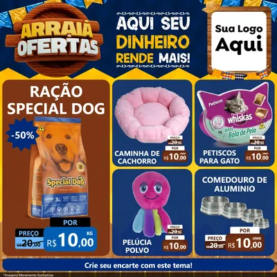 Modelo de Rede Social para Feed Facebook com o tema Arraiá de Ofertas - Junina para Pet Shop