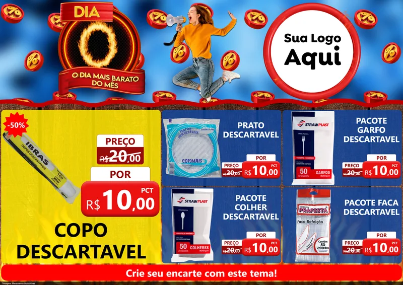 Modelo de Encarte para Encarte A4 Horizontal com o tema Dia O - O Dia Mais Barato Do Mês para Embalagens