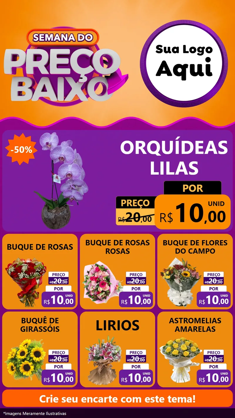 Modelo de Rede Social para Stories com o tema Semana do Preço Baixo para Floricultura e jardim