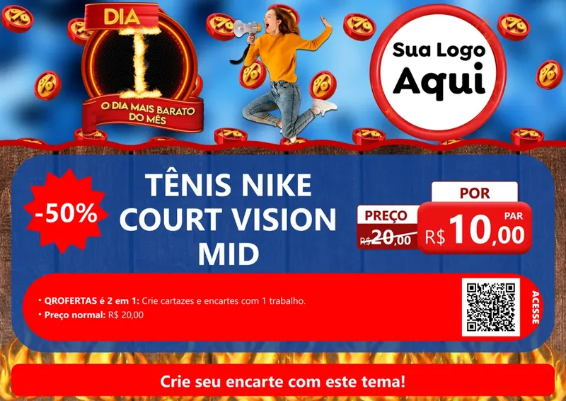 Modelo de Cartaz para Cartaz A4 Horizontal com o tema Dia I - O Dia Mais Barato Do Mês para Calçados