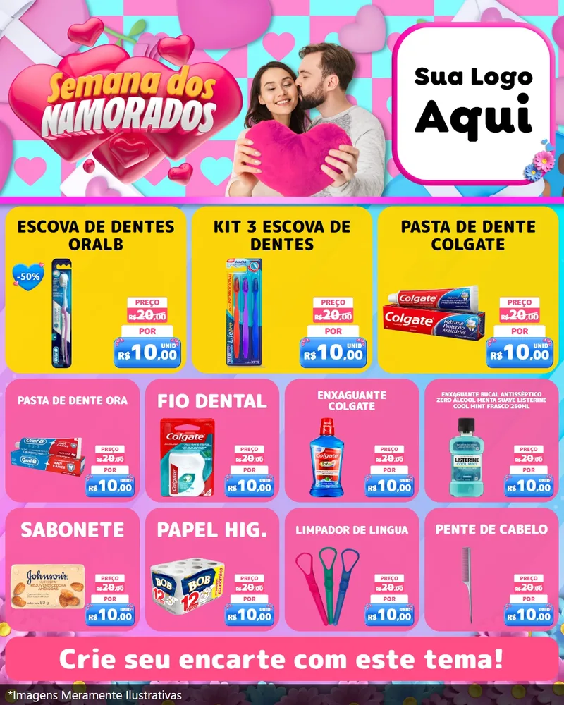 Modelo de Rede Social para Feed Instagram com o tema Semana dos Namorados para Higiene Pessoal