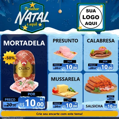 Modelo de Rede Social para Feed Facebook com o tema O Melhor Natal É Aqui! para Frios e Laticínios