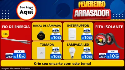 Modelo de TV para TV Horizontal com o tema Fevereiro Arrasador para Materiais Elétricos