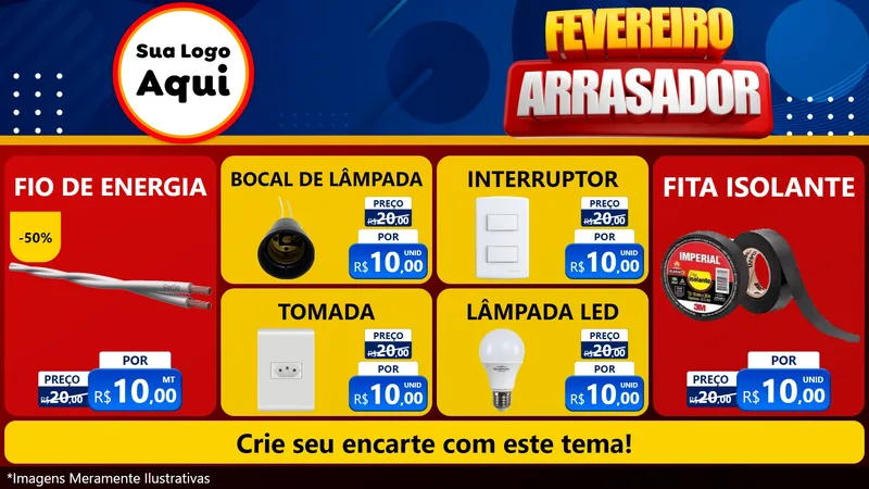 Modelo de TV para TV Horizontal com o tema Fevereiro Arrasador para Materiais Elétricos