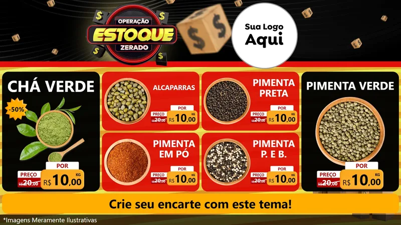 Modelo de TV para TV Horizontal com o tema Operação Estoque Zerado para Produtos Naturais