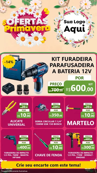 Modelo de Rede Social para Stories com o tema Ofertas de Primavera para Maquinas e Ferramentas
