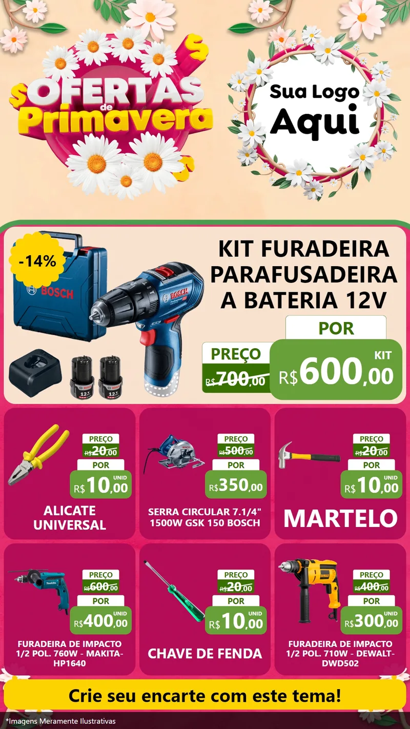 Modelo de Rede Social para Stories com o tema Ofertas de Primavera para Maquinas e Ferramentas