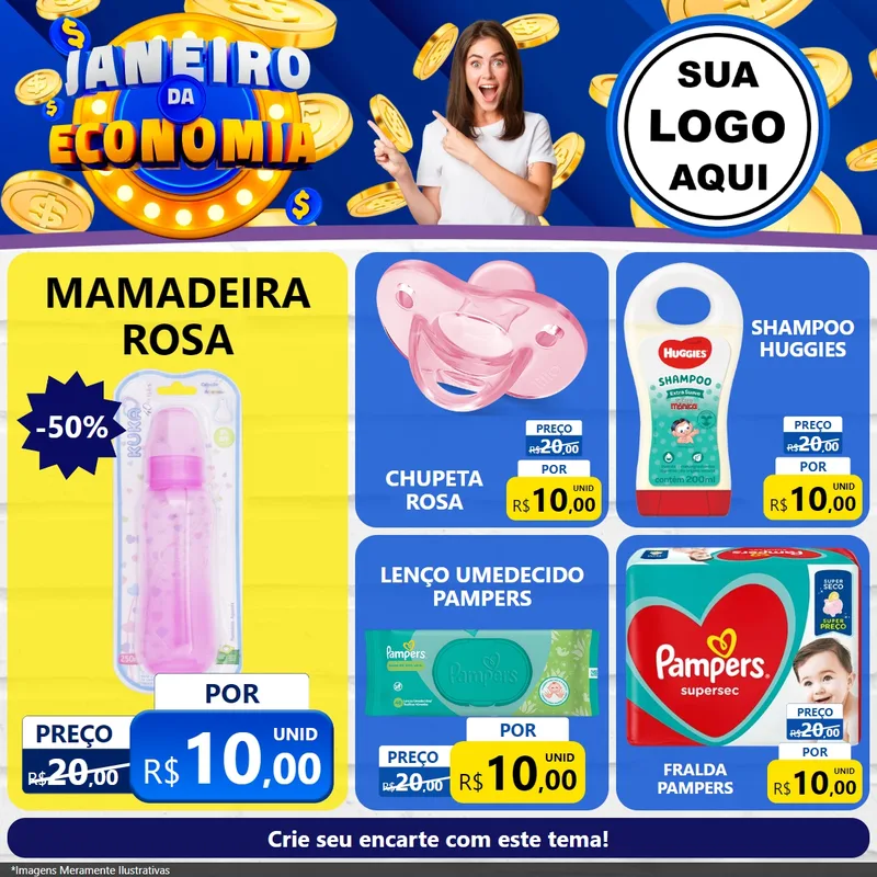 Modelo de Rede Social para Feed Facebook com o tema Janeiro da Economia para Bebês