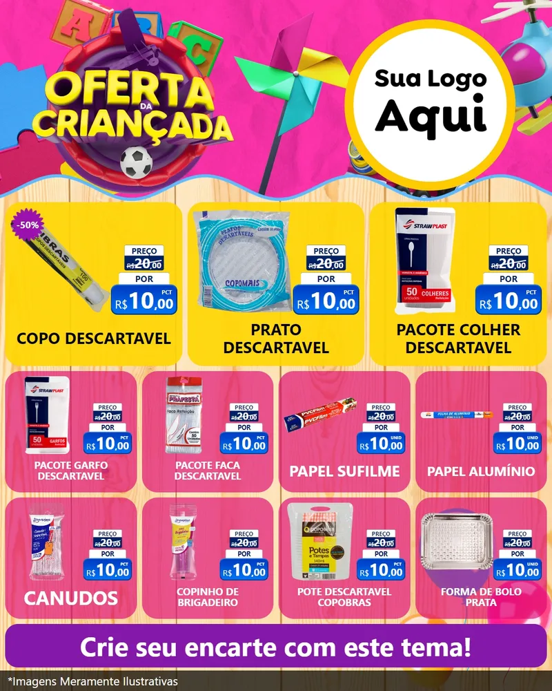 Modelo de Rede Social para Feed Instagram com o tema Oferta da Criançada para Embalagens