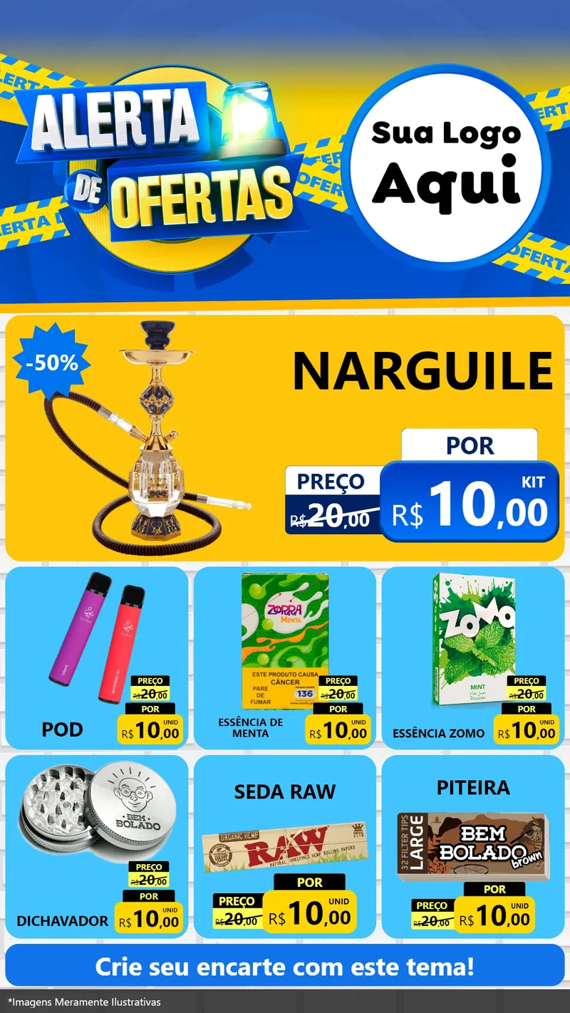 Modelo de Rede Social para Stories com o tema Alerta de Ofertas para Tabacaria