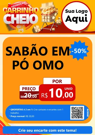 Modelo de Cartaz para Cartaz A4 Vertical com o tema Promoção carrinho cheio para Produtos de Limpeza