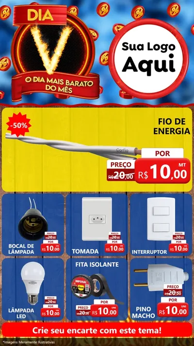 Modelo de Rede Social para Stories com o tema Dia V - O Dia Mais Barato Do Mês para Materiais Elétricos