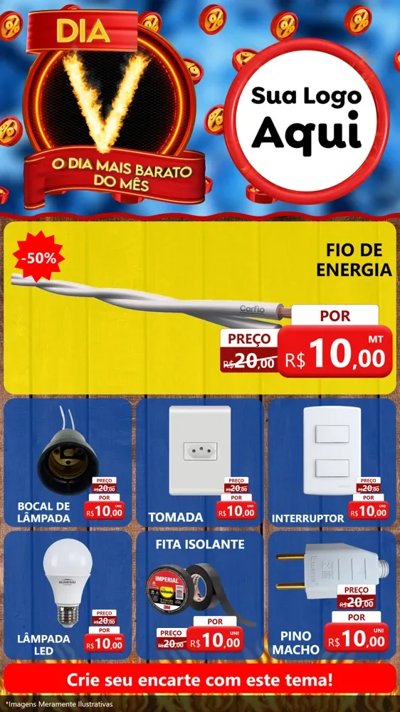 Modelo de Rede Social para Stories com o tema Dia V - O Dia Mais Barato Do Mês para Materiais Elétricos