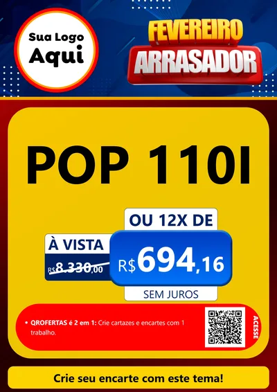 Modelo de Cartaz para Cartaz A4 Vertical com o tema Fevereiro Arrasador para Concessionaria de Motos