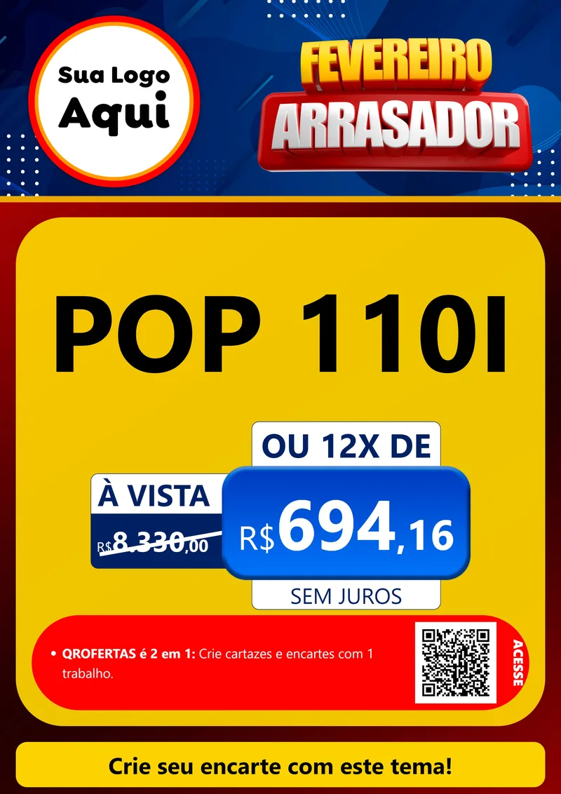 Modelo de Cartaz para Cartaz A4 Vertical com o tema Fevereiro Arrasador para Concessionaria de Motos