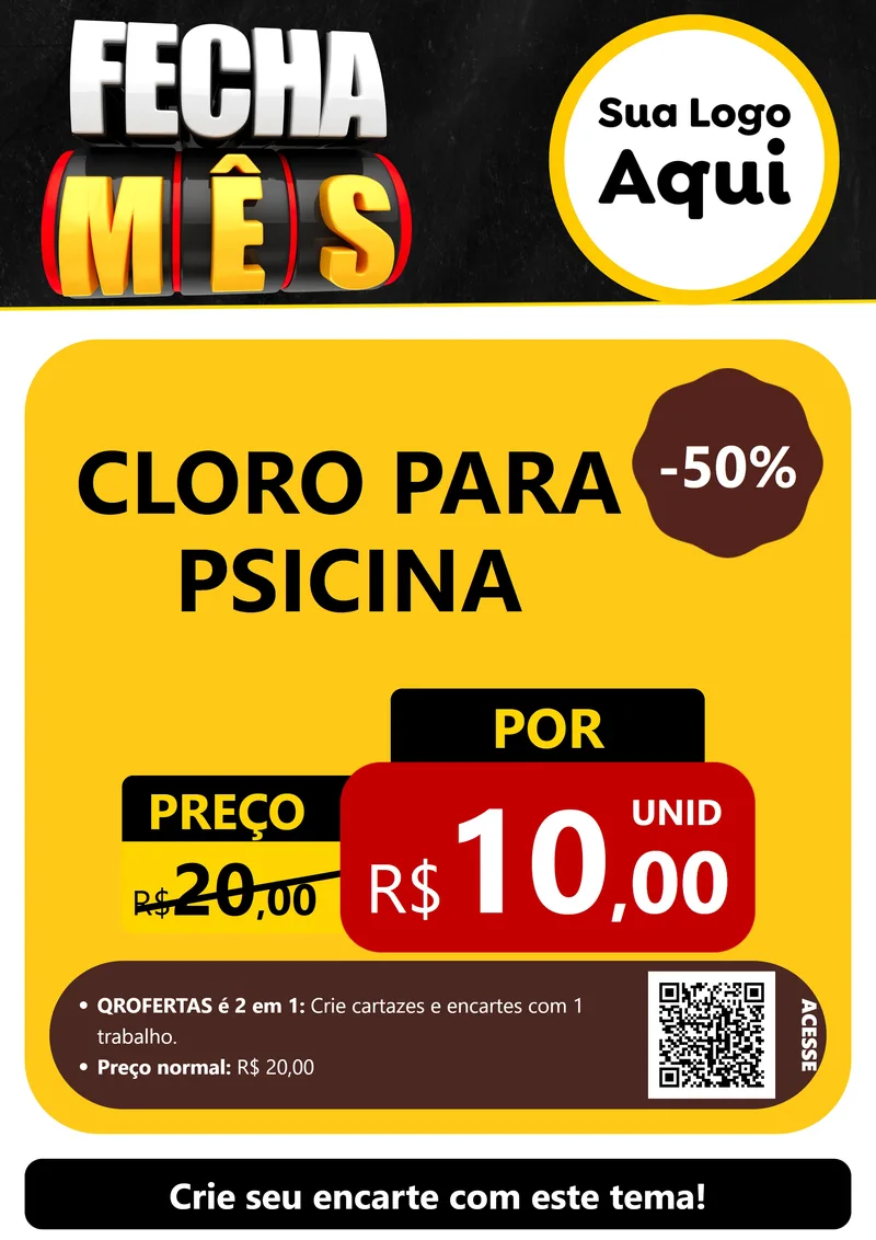 Modelo de Cartaz para Cartaz A4 Vertical com o tema Fecha Mês para Produtos para Piscina