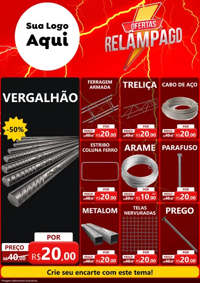 Modelo de Encarte para Encarte A4 Vertical com o tema Ofertas Relâmpago para Ferragens