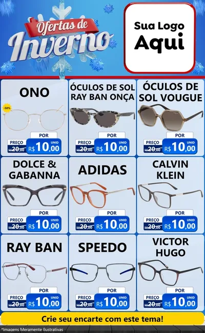 Modelo de Encarte para Encarte Grande com o tema Ofertas de Inverno para Óticas