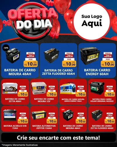 Modelo de Rede Social para Feed Instagram com o tema Oferta do Dia para Baterias Elétricas