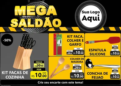 Modelo de Encarte para Encarte A4 Horizontal com o tema Mega Saldão para Utilidades Domésticas