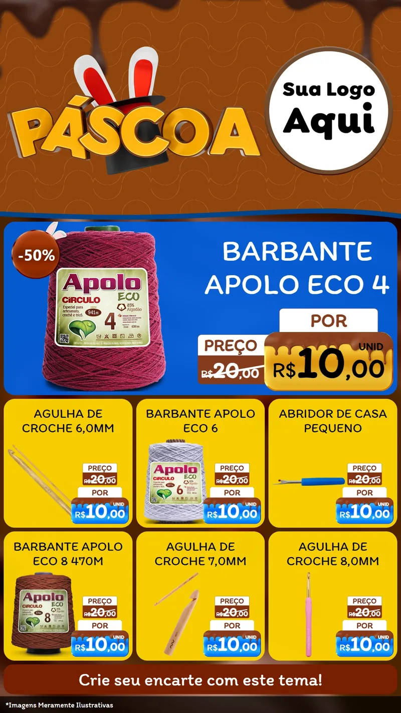 Modelo de Rede Social para Stories com o tema Páscoa para Armarinho e Aviamentos