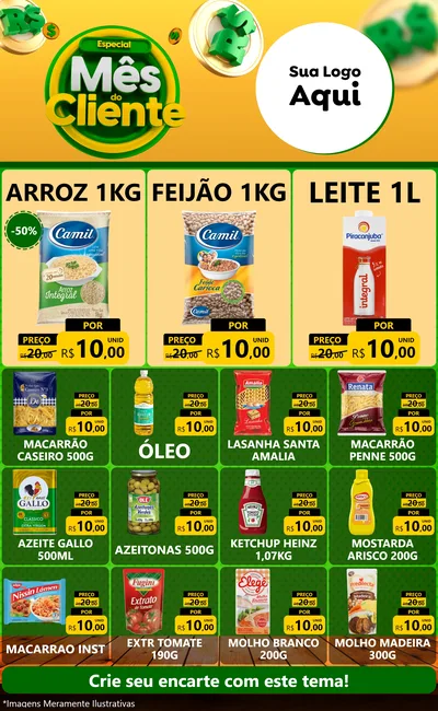 Modelo de Encarte para Encarte Grande com o tema Especial Mês do Cliente para Supermercado