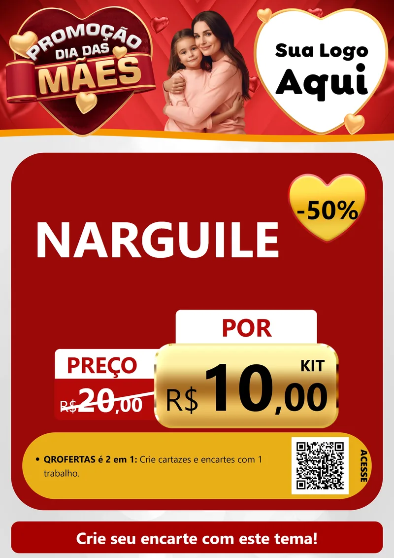 Modelo de Cartaz para Cartaz A4 Vertical com o tema Promoção Dia das Mães para Tabacaria