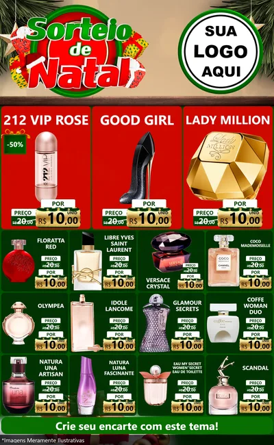 Modelo de Encarte para Encarte Grande com o tema Sorteio de Natal para Perfumes