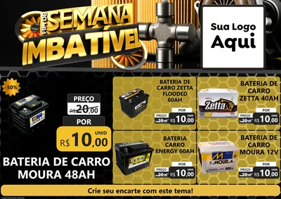 Modelo de Encarte para Encarte A4 Horizontal com o tema Fim de Semana Imbatível para Baterias Elétricas
