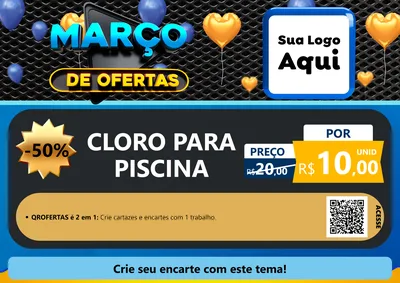 Modelo de Cartaz para Cartaz A4 Horizontal com o tema Março de Ofertas para Produtos para Piscina