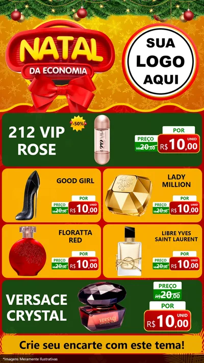 Modelo de TV para TV Vertical com o tema Natal da Economia para Perfumes