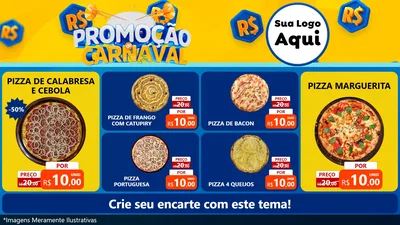 Modelo de TV para TV Horizontal com o tema Promoção de Carnaval para Pizzaria