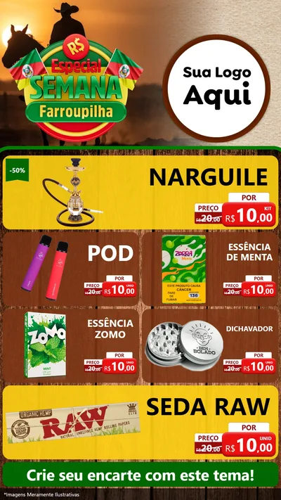 Modelo de TV para TV Vertical com o tema Especial Semana Farroupilha para Tabacaria