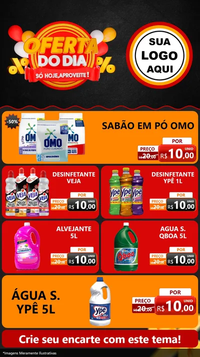 Modelo de TV para TV Vertical com o tema Oferta do Dia - Só hoje, Aproveite! para Produtos de Limpeza
