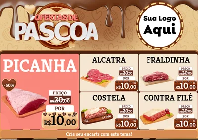 Modelo de Encarte para Encarte A4 Horizontal com o tema Ofertas de Páscoa para Açougue