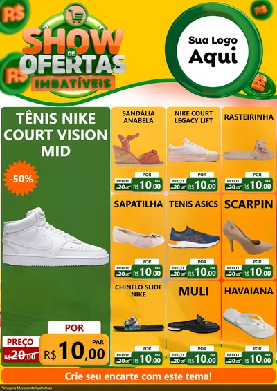 Modelo de Encarte para Encarte A4 Vertical com o tema Show de Ofertas Imbatíveis para Calçados