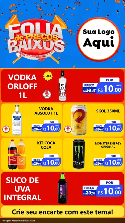 Modelo de TV para TV Vertical com o tema Folia de Preços Baixos para Distribuidora de bebidas