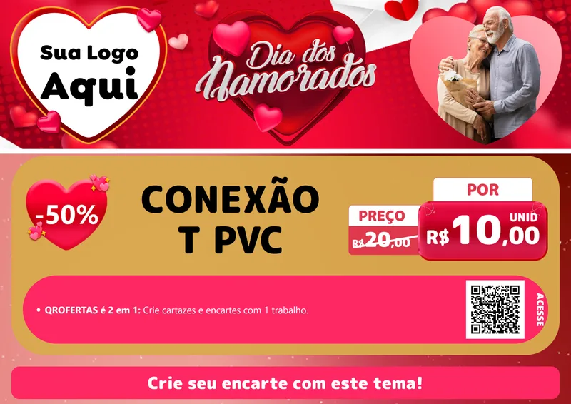 Modelo de Cartaz para Cartaz A4 Horizontal com o tema Dia Dos Namorados para Tubos e conexões