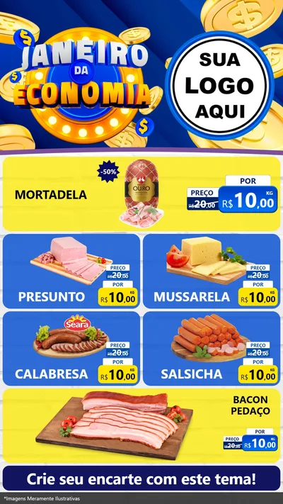Modelo de TV para TV Vertical com o tema Janeiro da Economia para Frios e Laticínios