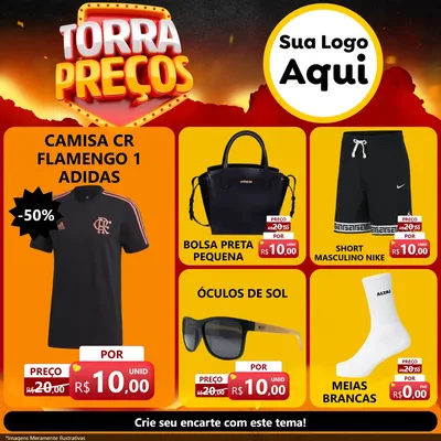 Modelo de Rede Social para Feed Facebook com o tema Torra Preços para Roupas e acessórios
