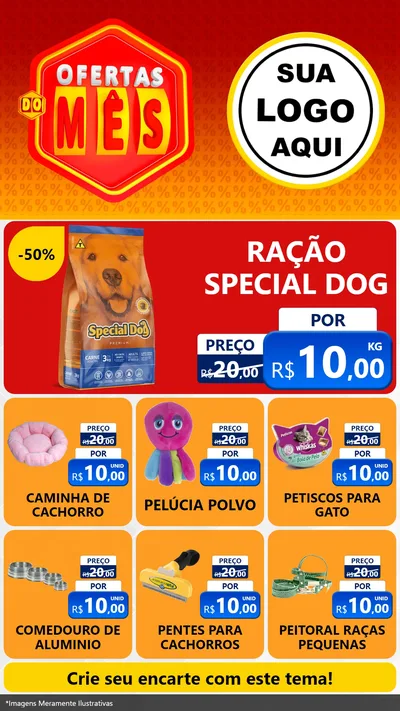 Modelo de Rede Social para Stories com o tema Ofertas do Mês para Pet Shop