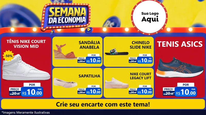 Modelo de TV para TV Horizontal com o tema Semana da Economia para Calçados