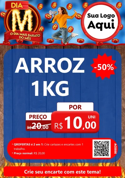 Modelo de Cartaz para Cartaz A4 Vertical com o tema Dia M - O Dia Mais Barato Do Mês para Supermercado
